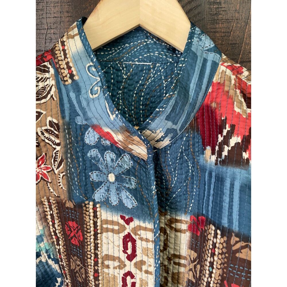 Vintage Kantha Stitched Patchwork Jacket Boho Art… - image 2